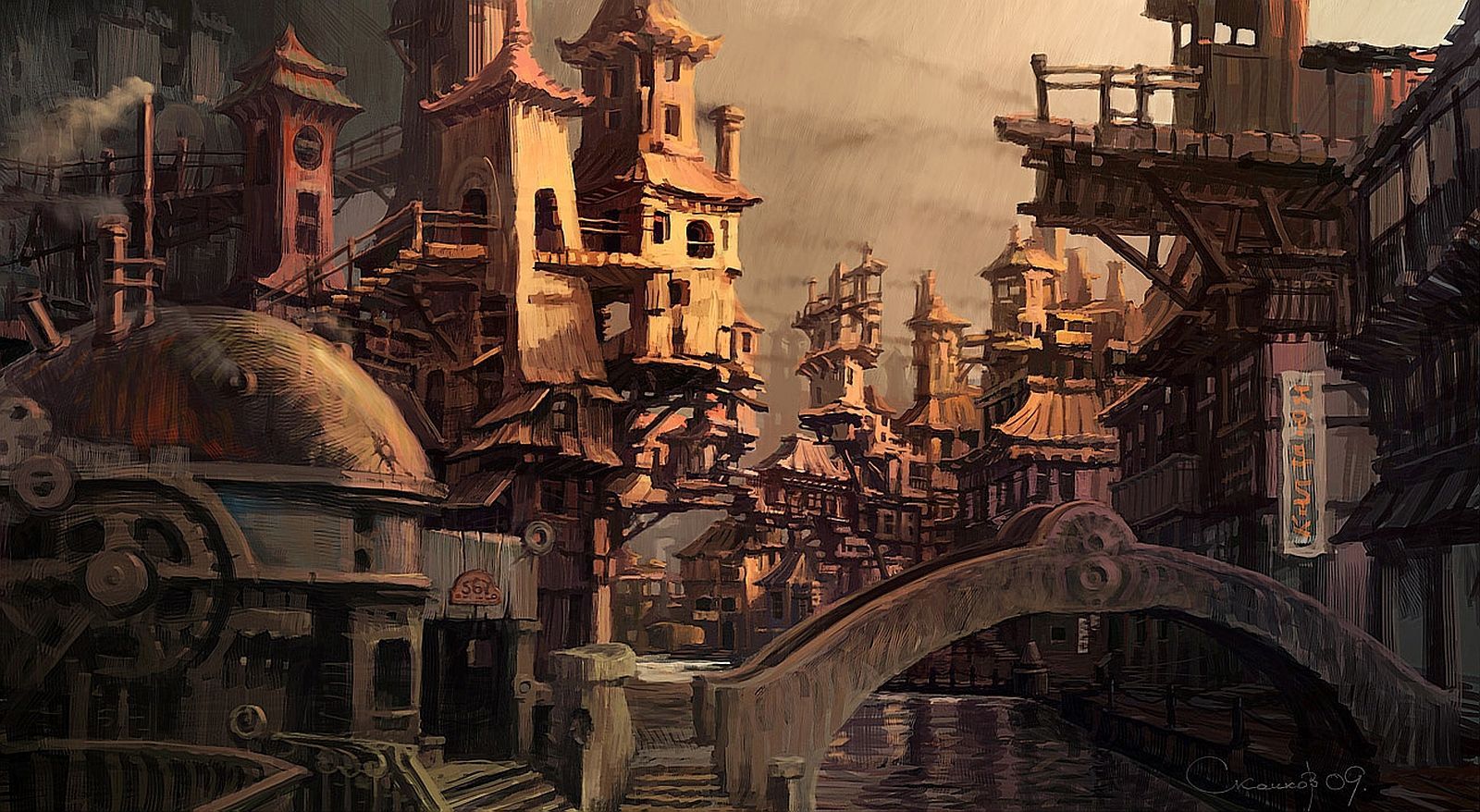 City Computer Wallpaper, Desktop Background 1600x878 Id: 304689. Steampunk city, Steampunk artwork, Fantasy city