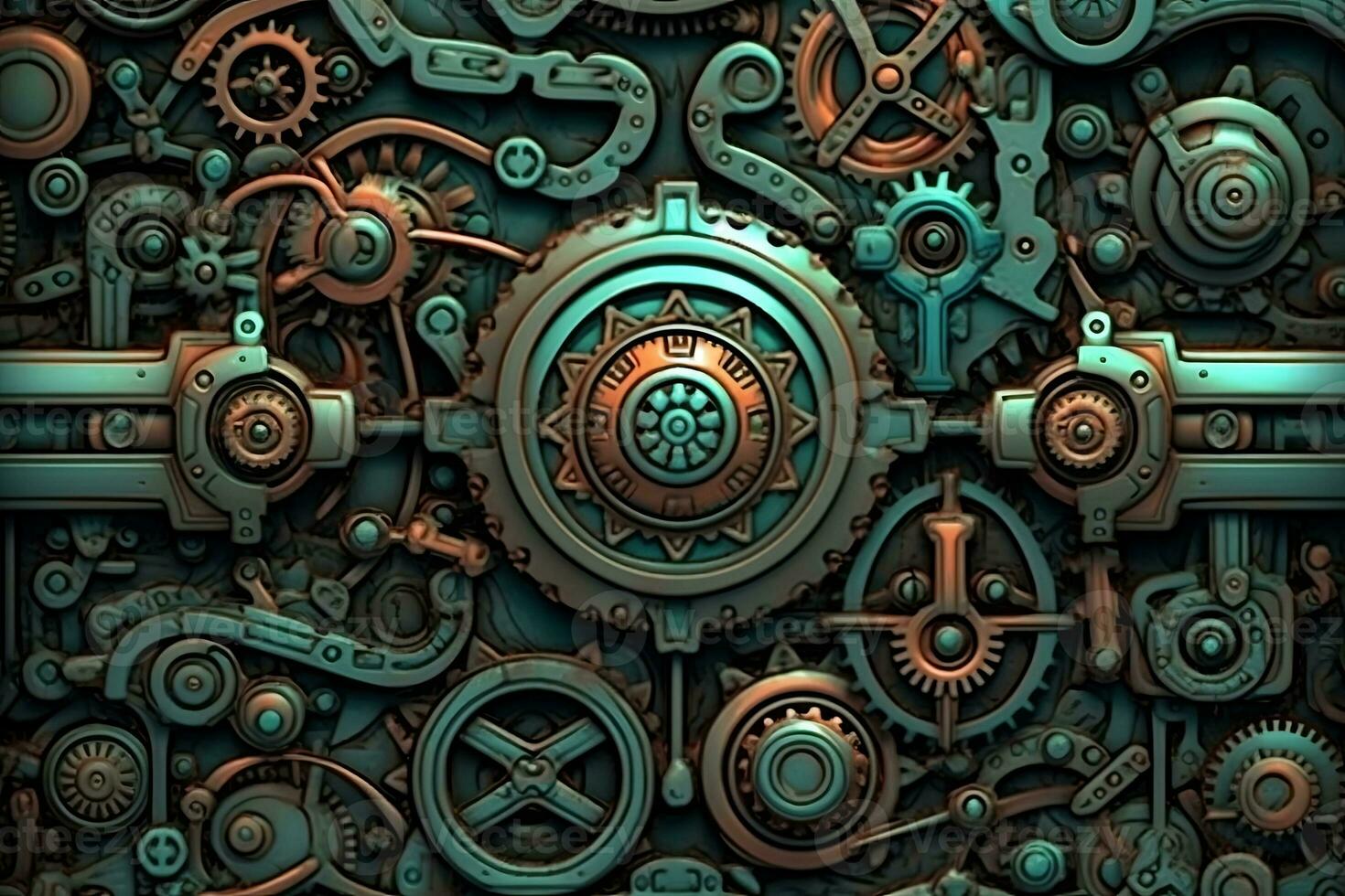 A background of mechanical gears and cogs in a steampunk style - Steampunk