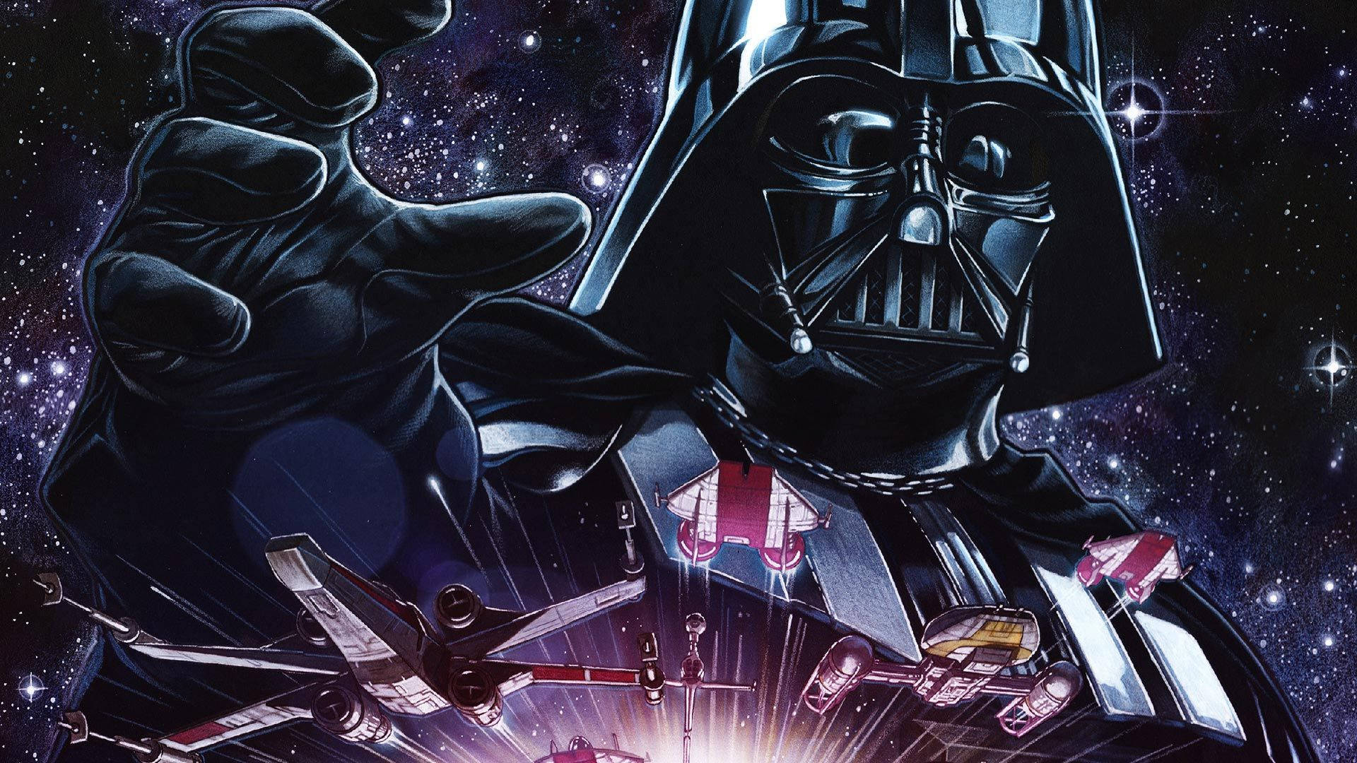 Download Darth Vader in the galaxy, showing his force of power Wallpaper