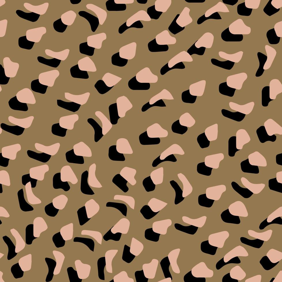 Abstract leopard skin vector seamles pattern. irregular brush spots and background. Abstract wild animal skin print. Simple irregular geometric design