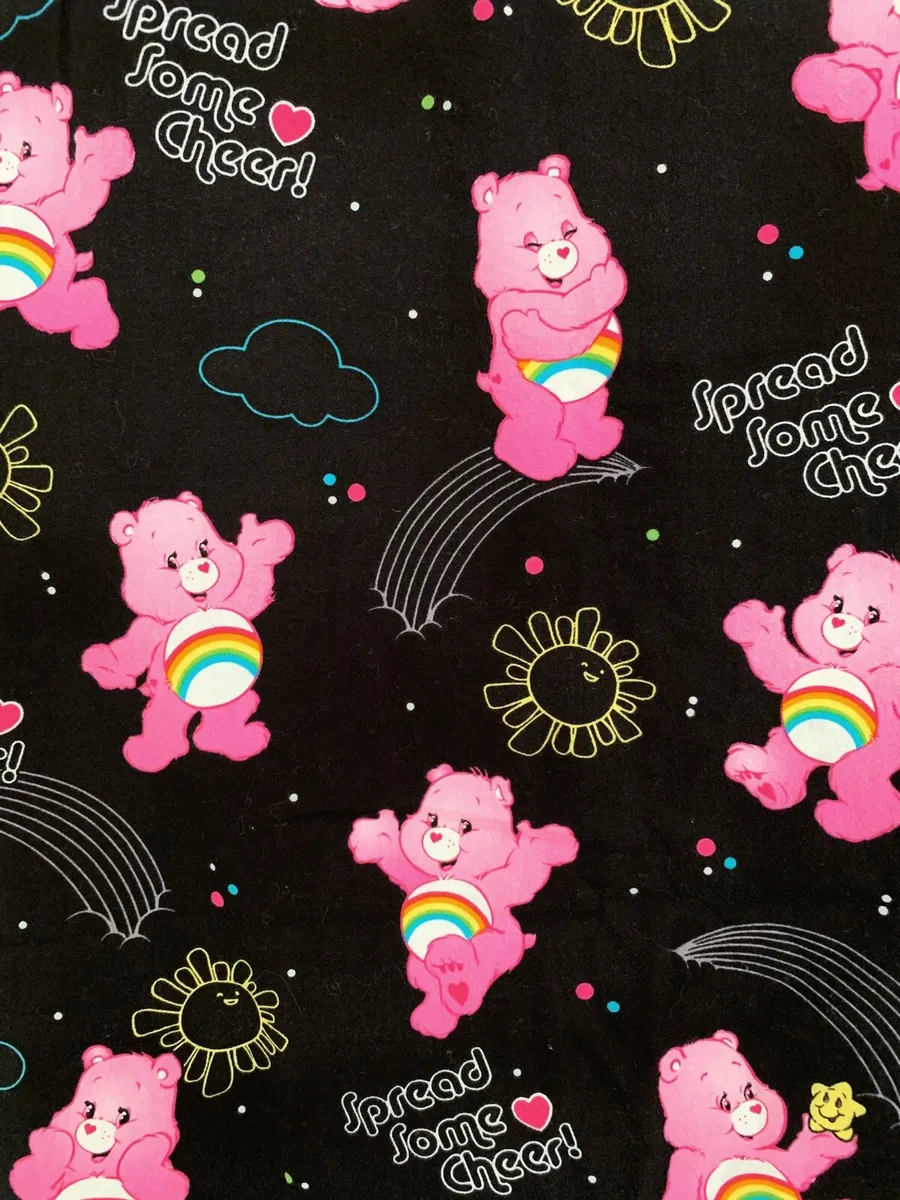 A black background with Care Bears and the words 