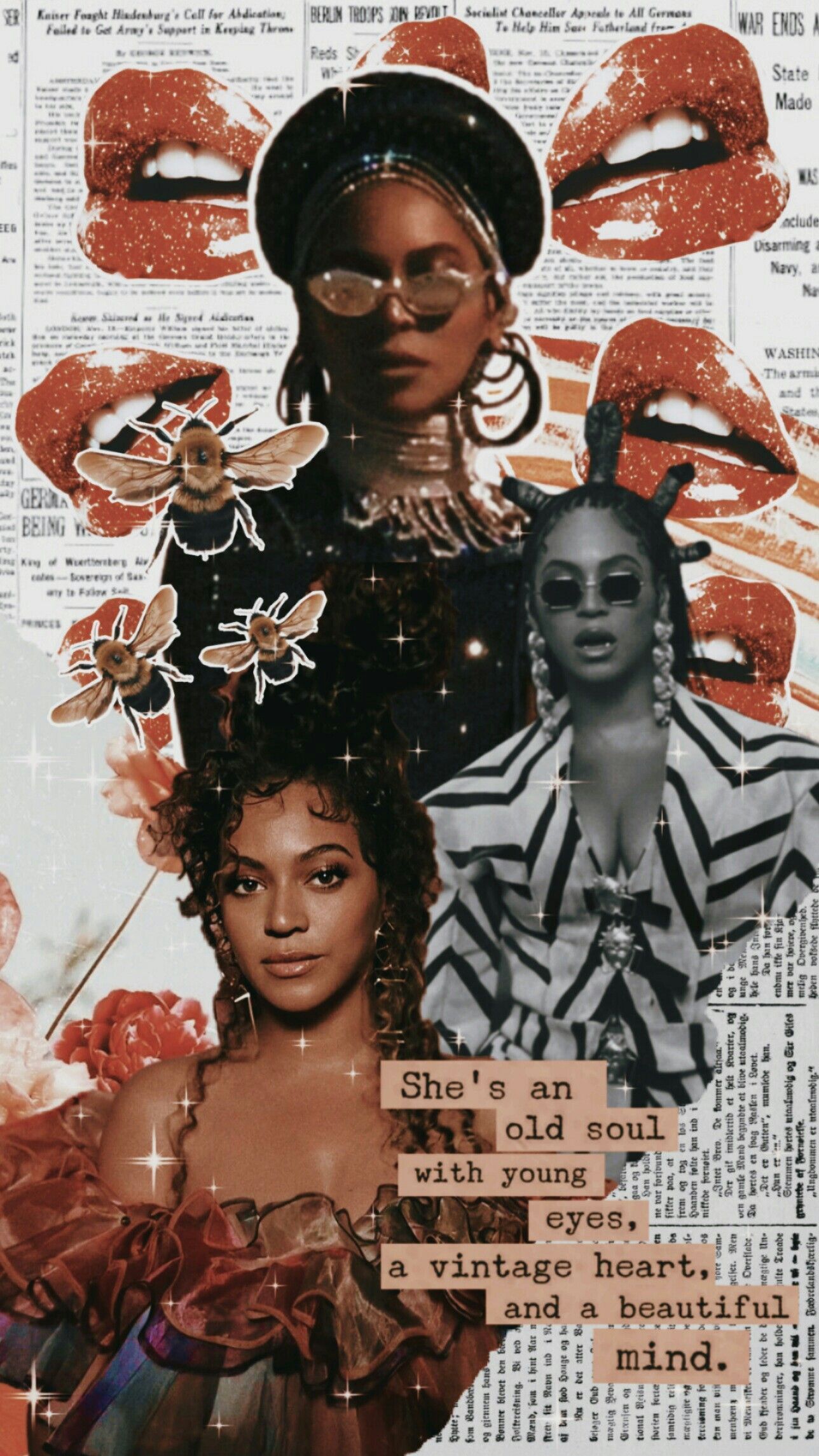 A collage of Beyoncé in different outfits and with different makeup looks. - Beyonce