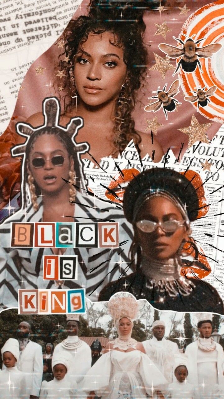 A collage of pictures with the words black is king - Beyonce