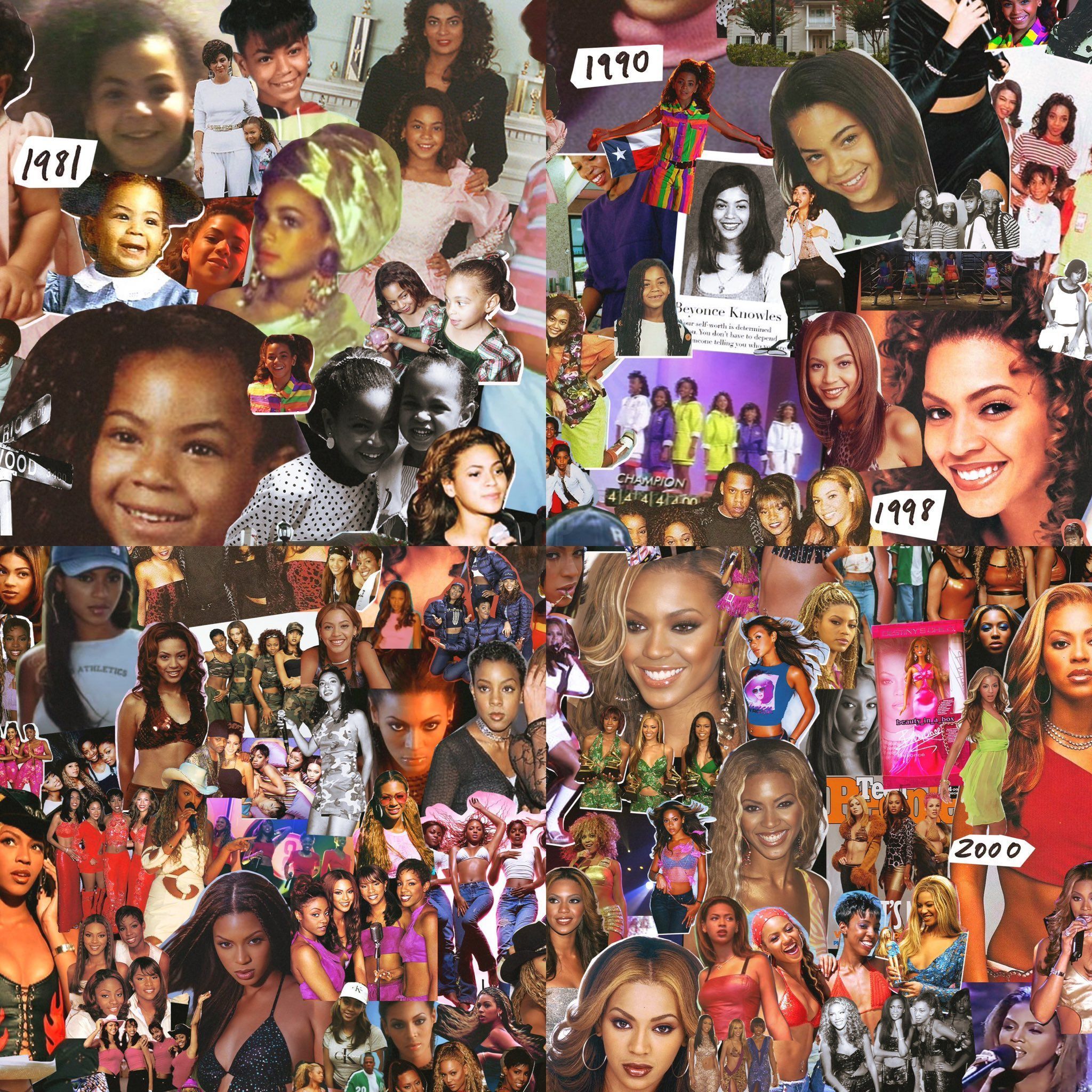 Collage of pictures of Beyoncé from her childhood to present day - Beyonce