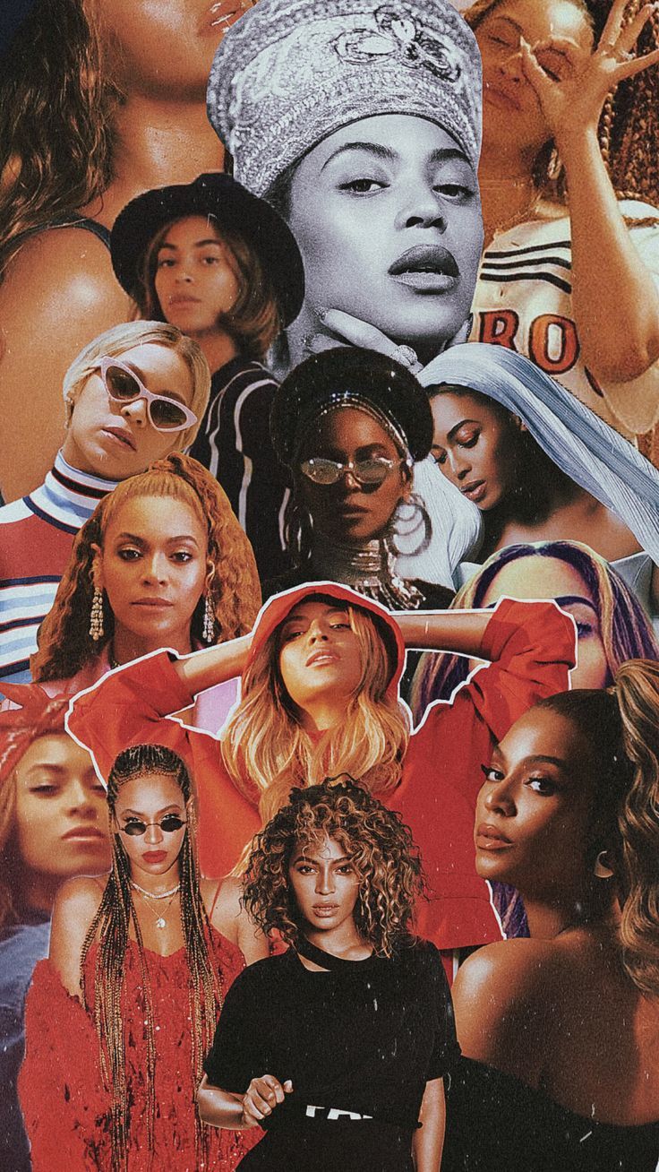 A collage of Beyoncé in different outfits and hairstyles. - Beyonce