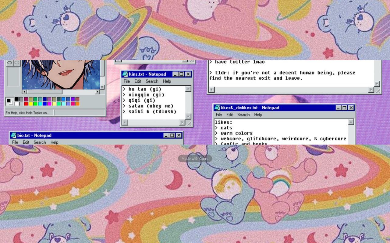 A computer desktop with a rainbow background and a chat window open with a cyber girl typing - Webcore
