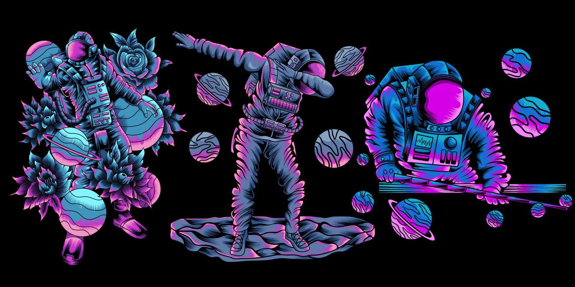 Astronaut dab pose dance vector image illustrations