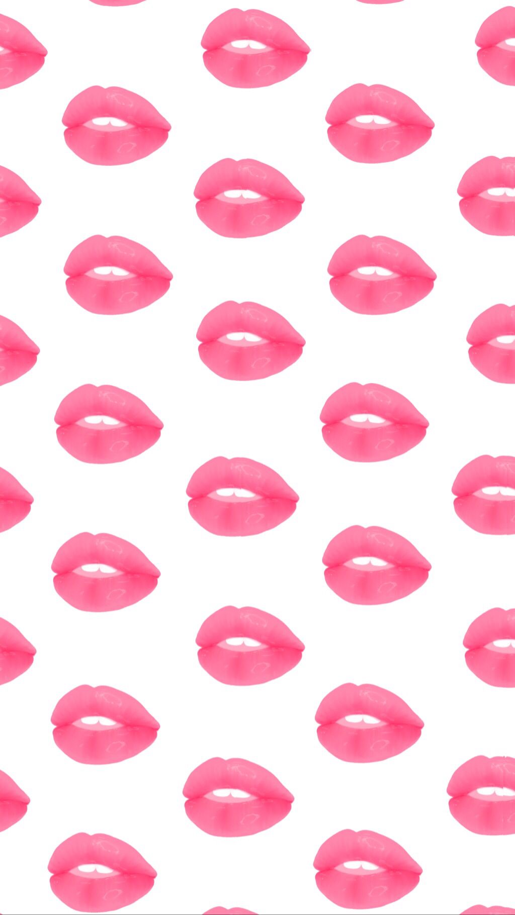 A pattern of pink lips on a white background - Lips