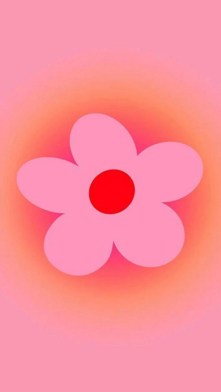 Aesthetic wallpaper for phone with a pink flower in the center. - Aura