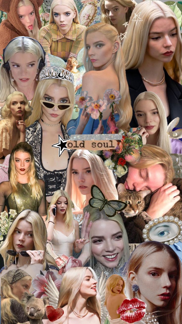 A collage of Billie Eilish with her blonde hair and different outfits. - Anya Taylor-Joy