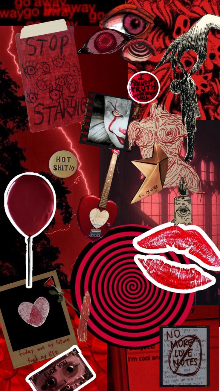 vintage #collage #aesthetic #love #redaesthetic #it #itchapter2 #pennywise. Red aesthetic, Horror house, Im awesome
