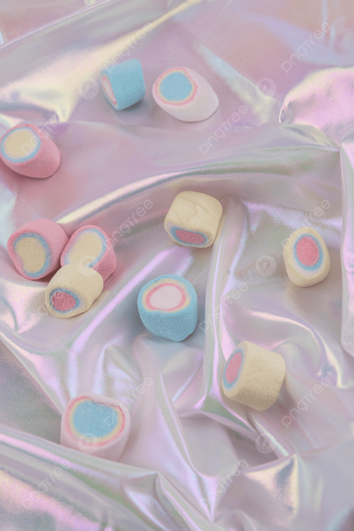 Marshmallows on a pink and blue background - Marshmallows
