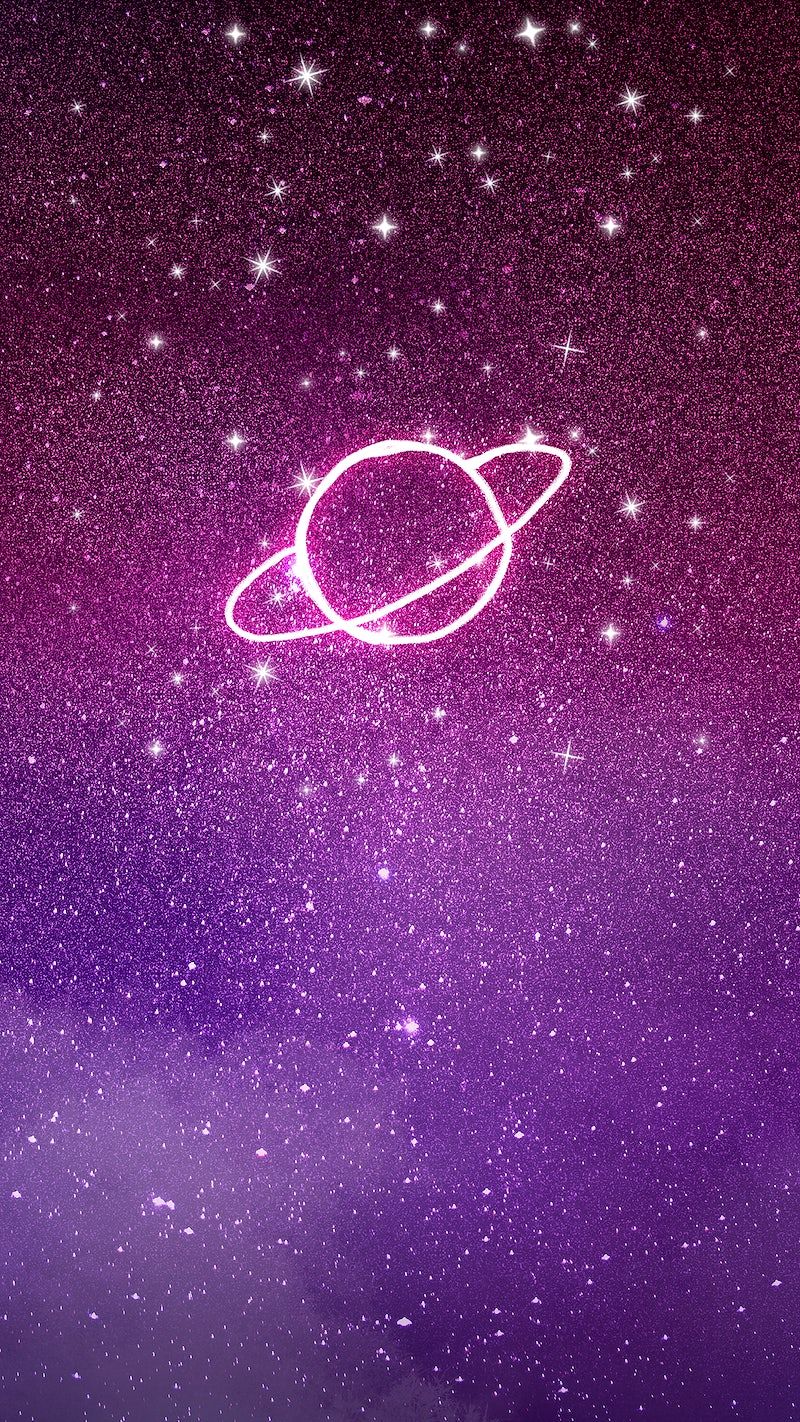 Aesthetic wallpaper for phone with planet and stars in the - Glitter, Saturn