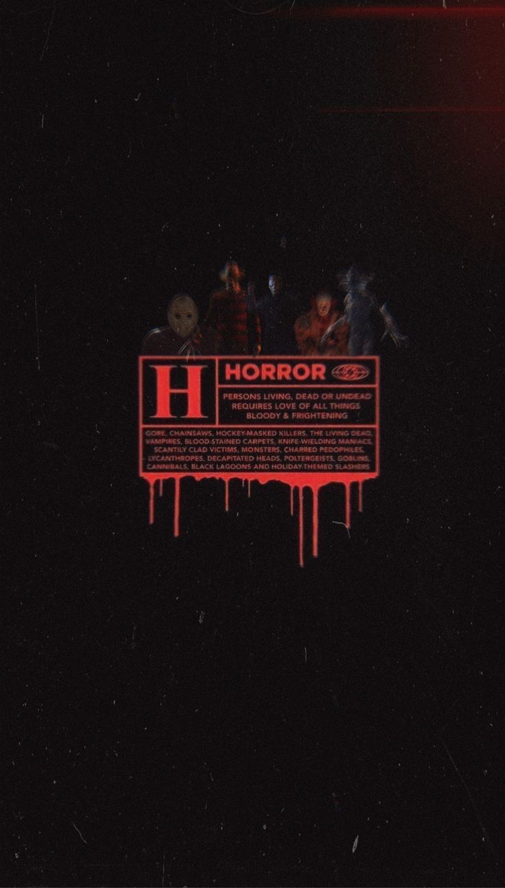 A black background with a red H in the middle and horror written in red underneath - Horror