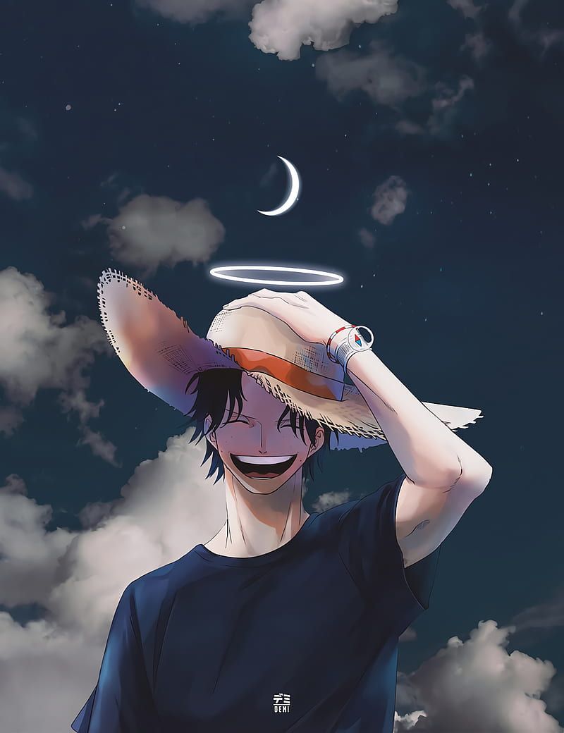 Anime, one piece, luffy, Straw Hat Pirates, anime boys, clouds, night - One Piece