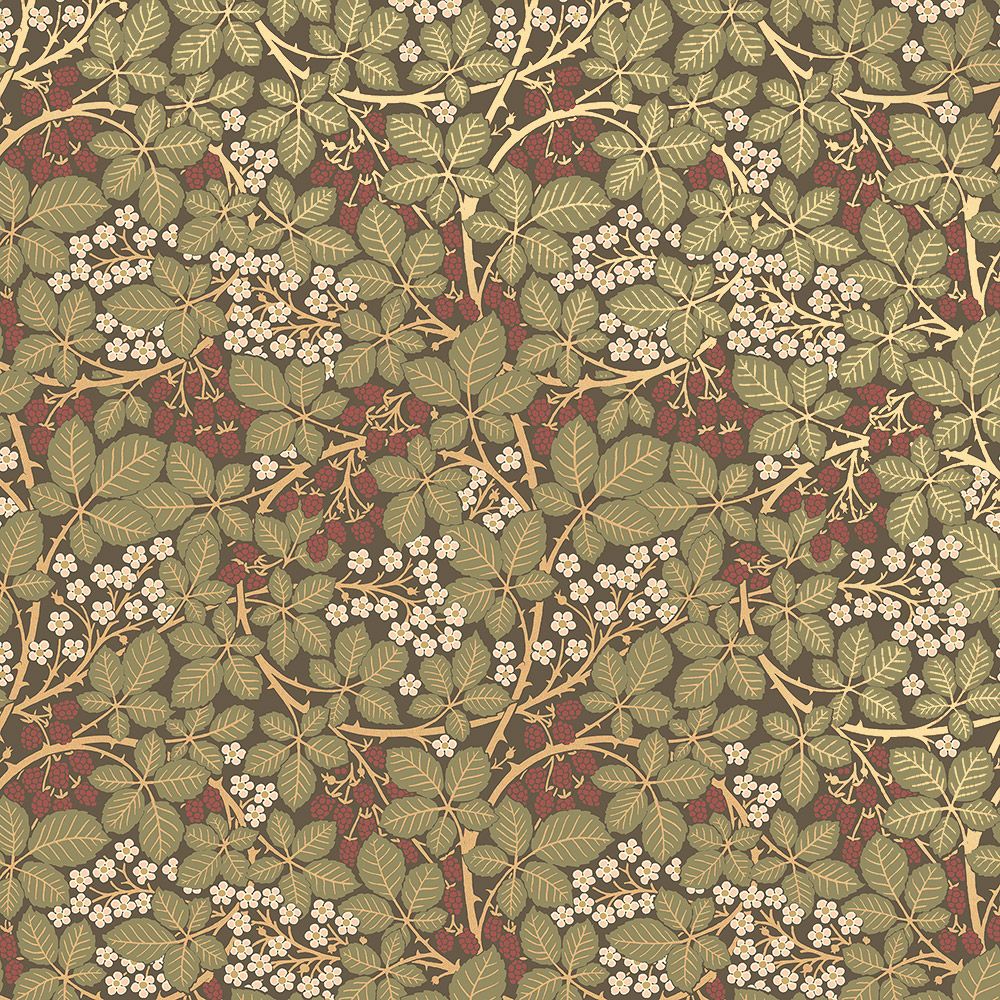 A vintage style wallpaper with a design of blackberries and leaves - Victorian