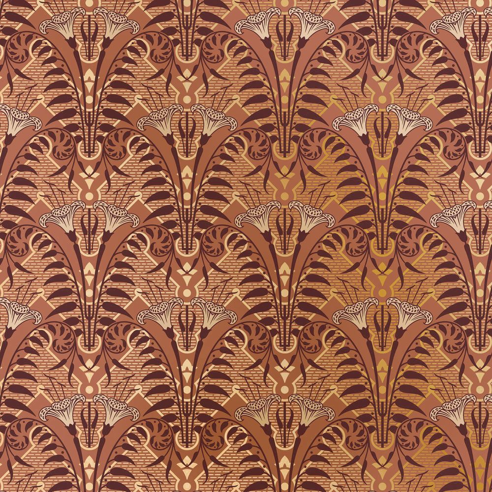 Lily Floral Wallpaper. Terra Cotta. Bradbury Victorian Style Home Design