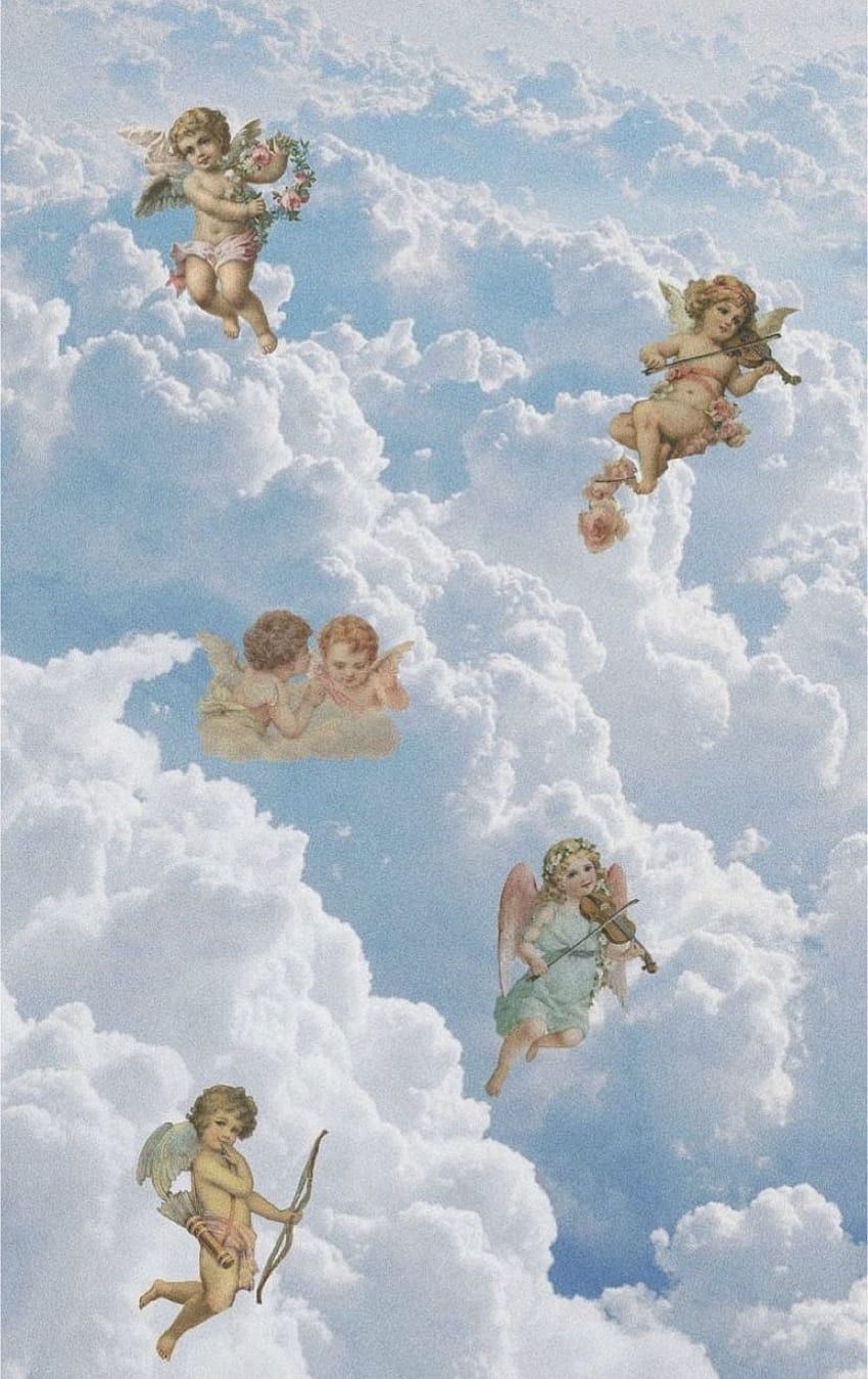 Victorian angels in clouds. Angel, Art, iPhone background, Vintage Cloud HD phone wallpaper
