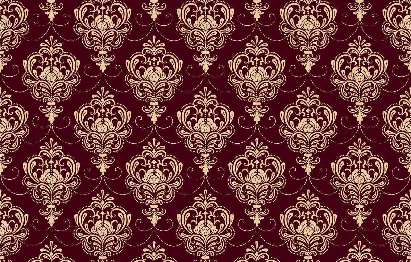 This is a seamless damask pattern in gold and maroon. - Victorian