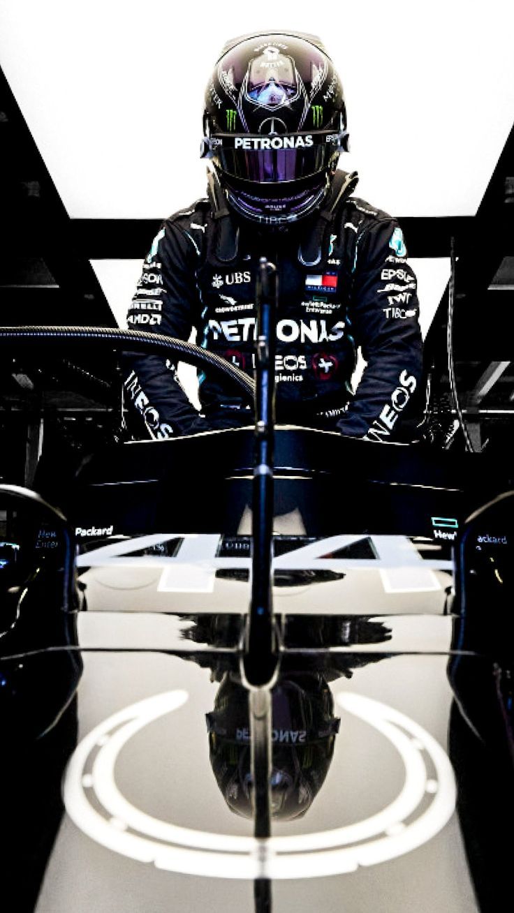 Lewis Hamilton in his Mercedes W11, sitting in the car - Lewis Hamilton