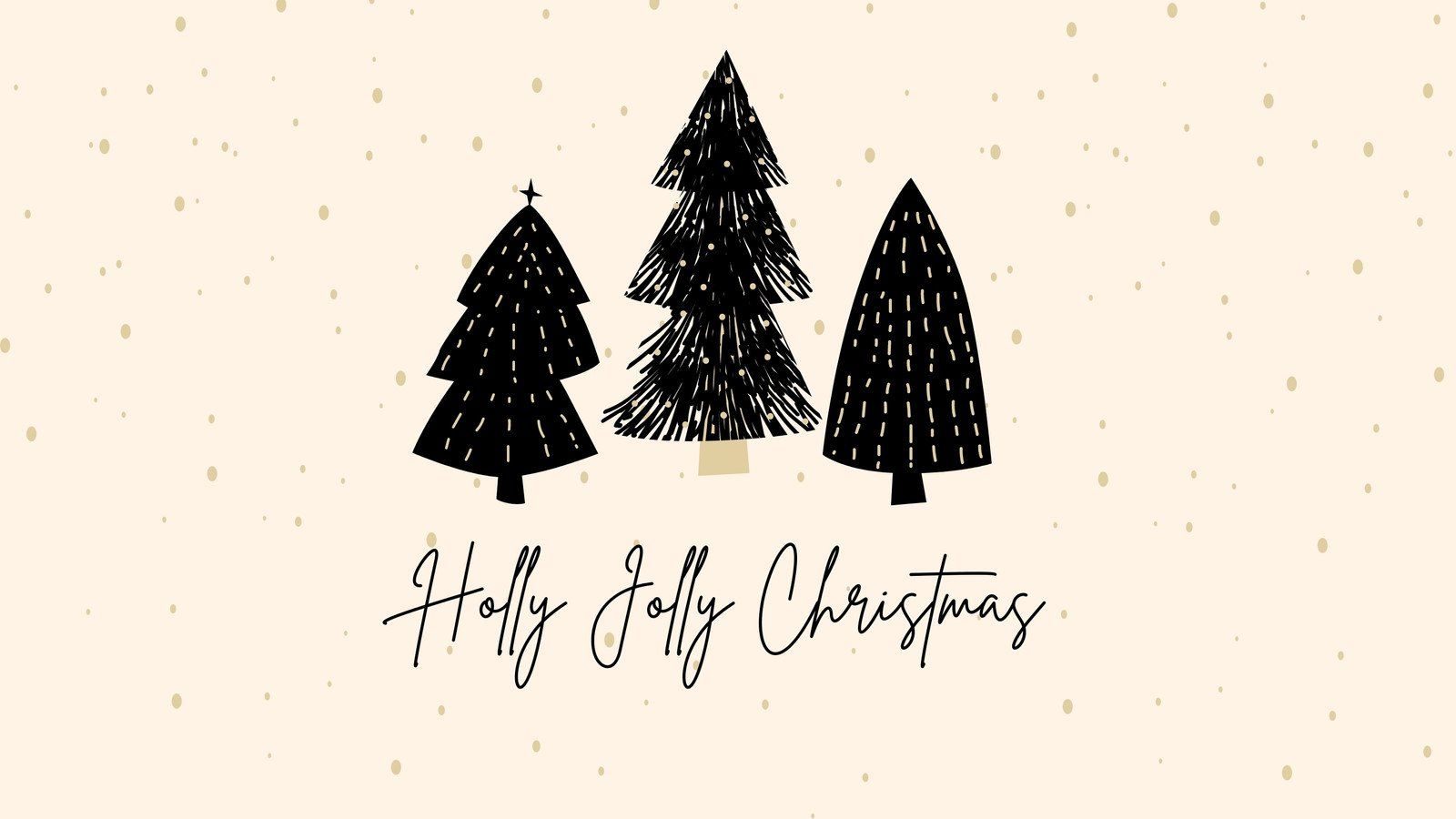 A Christmas background with three black Christmas trees on a light yellow background - White Christmas