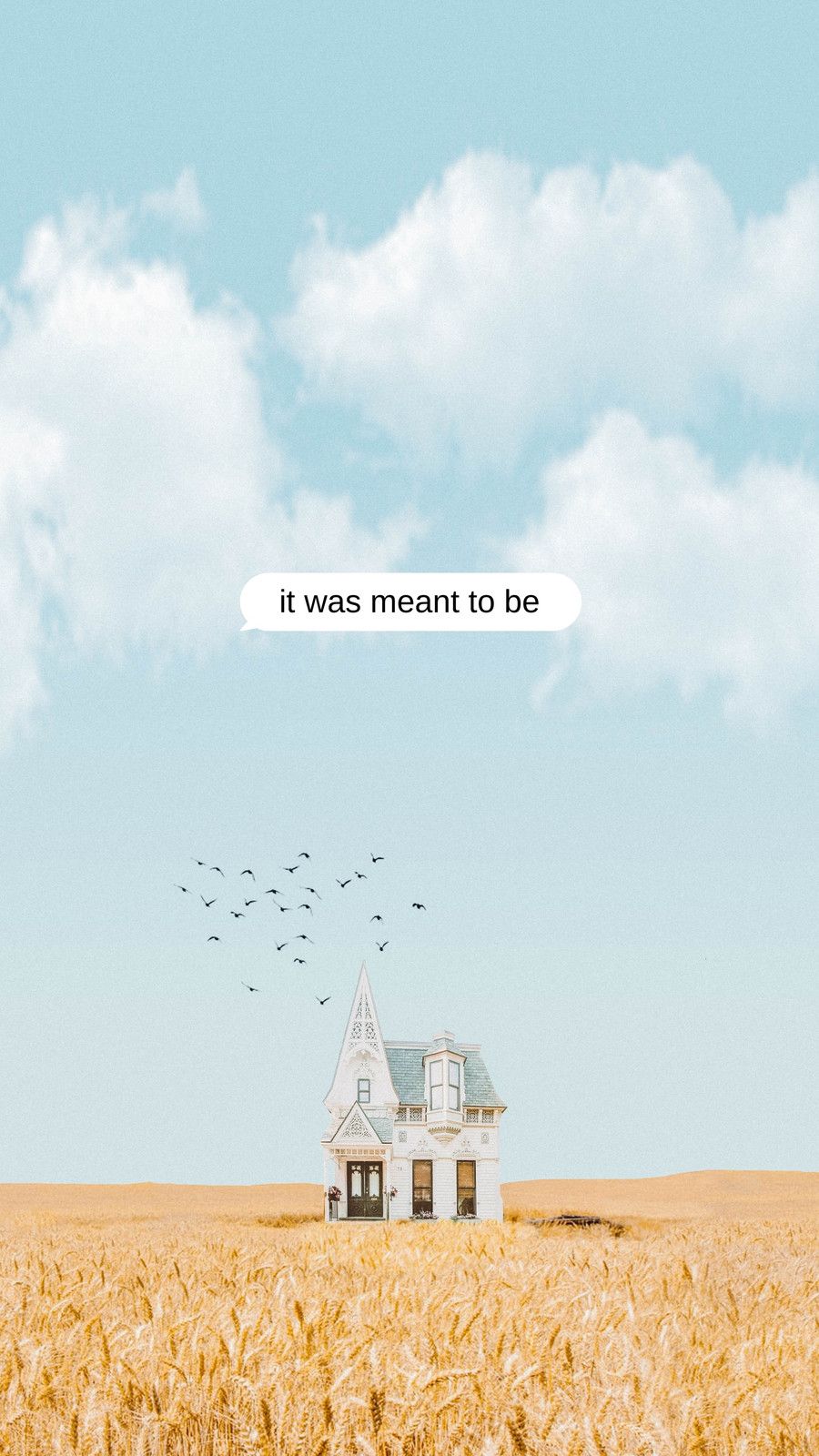 IPhone wallpaper of a house in a field with birds flying in the sky - Farm