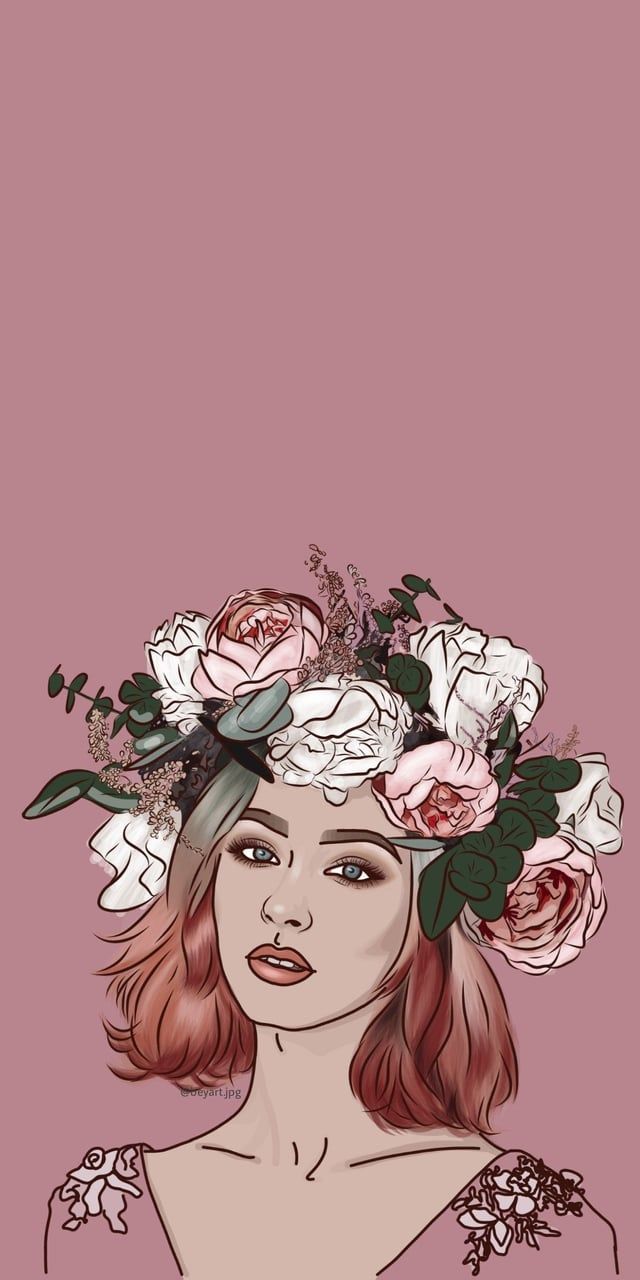 Aesthetic girl with flowers in her hair - Soft pink