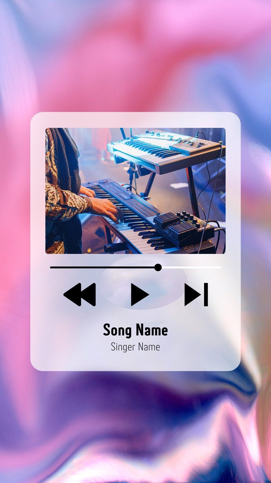 A holographic music player with a song name and singer name on it - Spotify