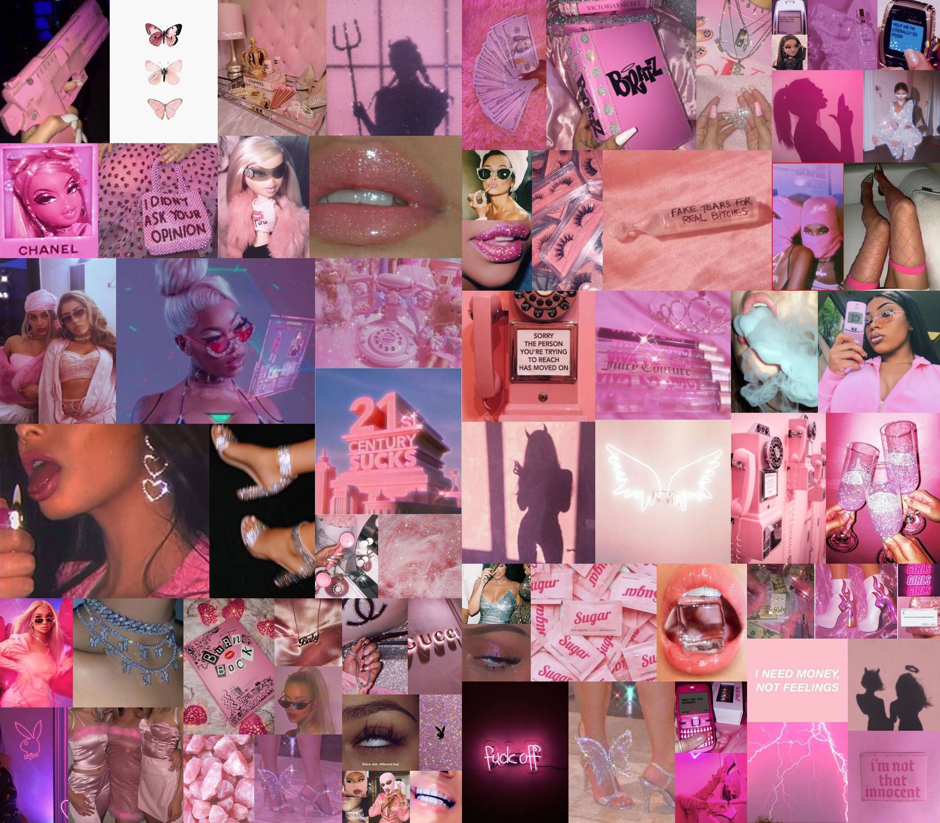 Download Girly Baddie Aesthetic In Pink Wallpaper
