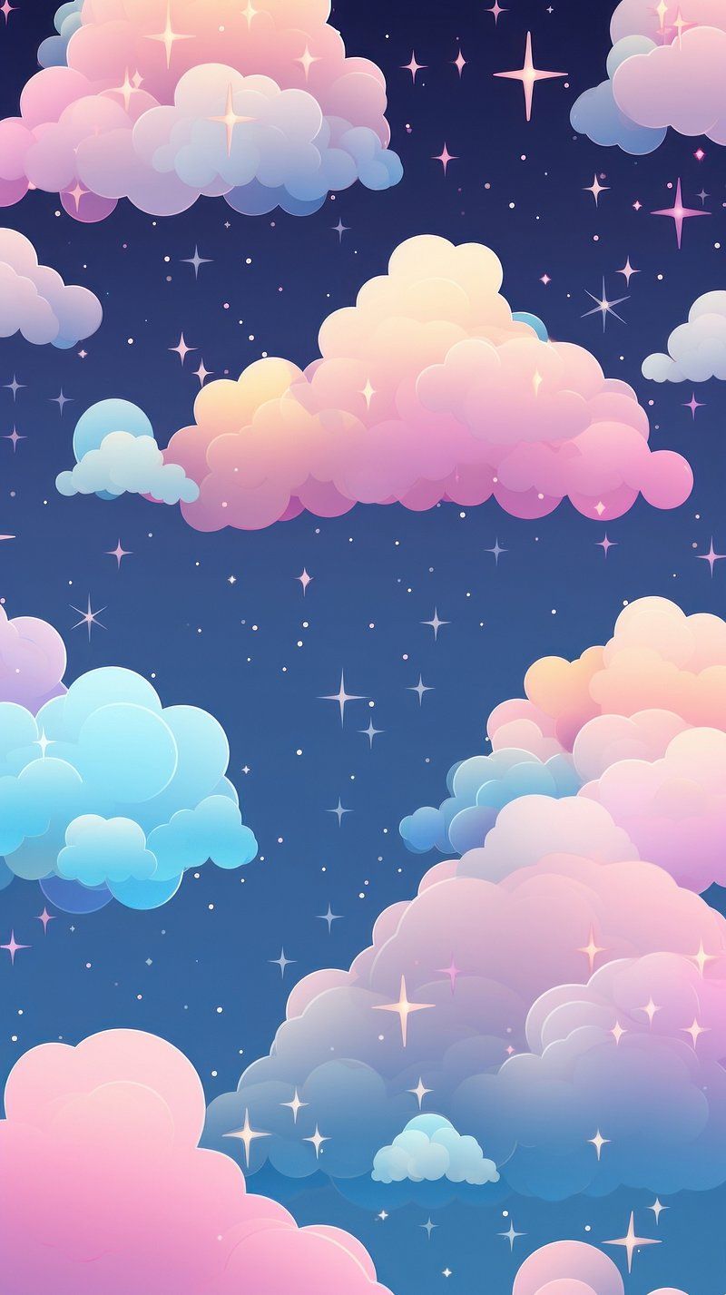 A wallpaper of a starry sky with pink and blue clouds - Summer, Android