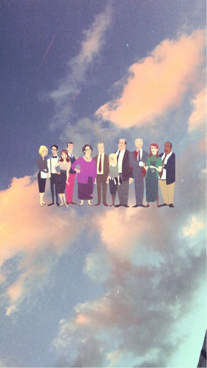 A group of people standing in the sky - The Office