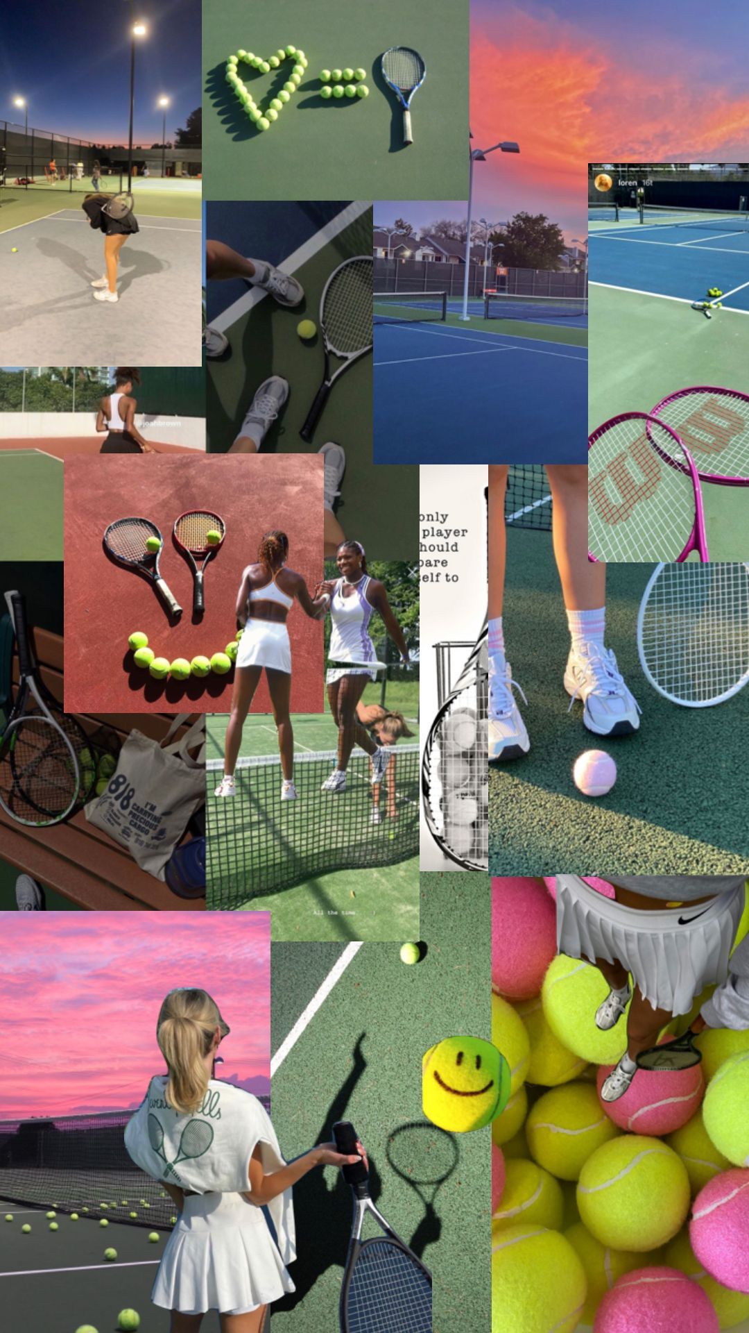 A collage of tennis related images including tennis rackets, balls, and players. - Tennis