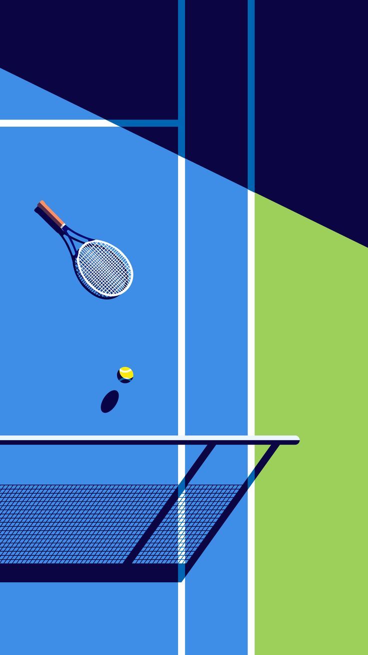 A tennis racket and ball in motion on a tennis court - Tennis