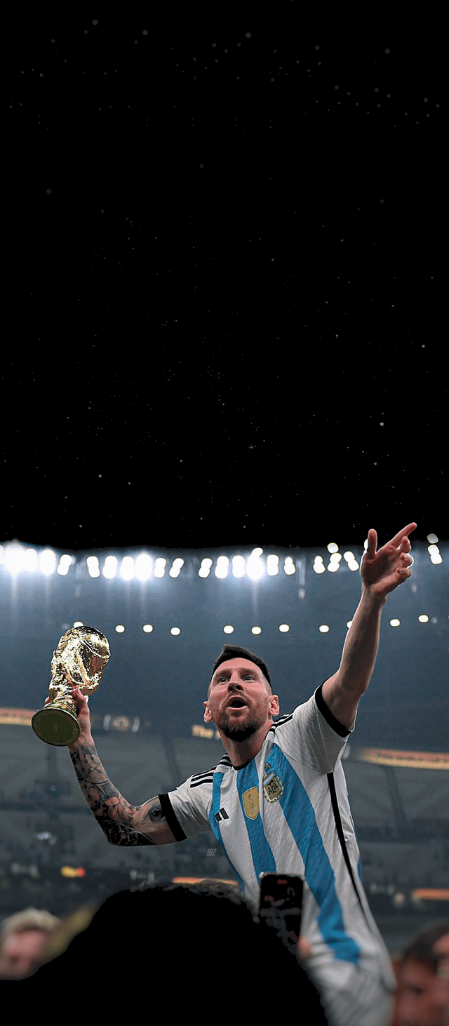 Lionel Messi with the golden ball wallpaper 1080x1920 - Messi