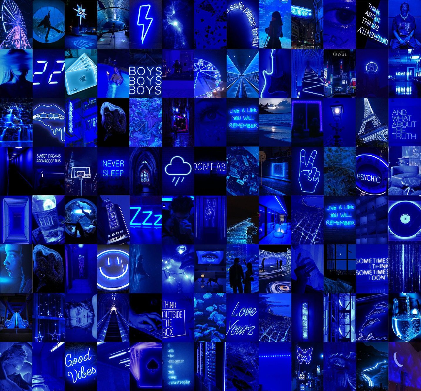 Blue Aesthetic Digital Collage Kit