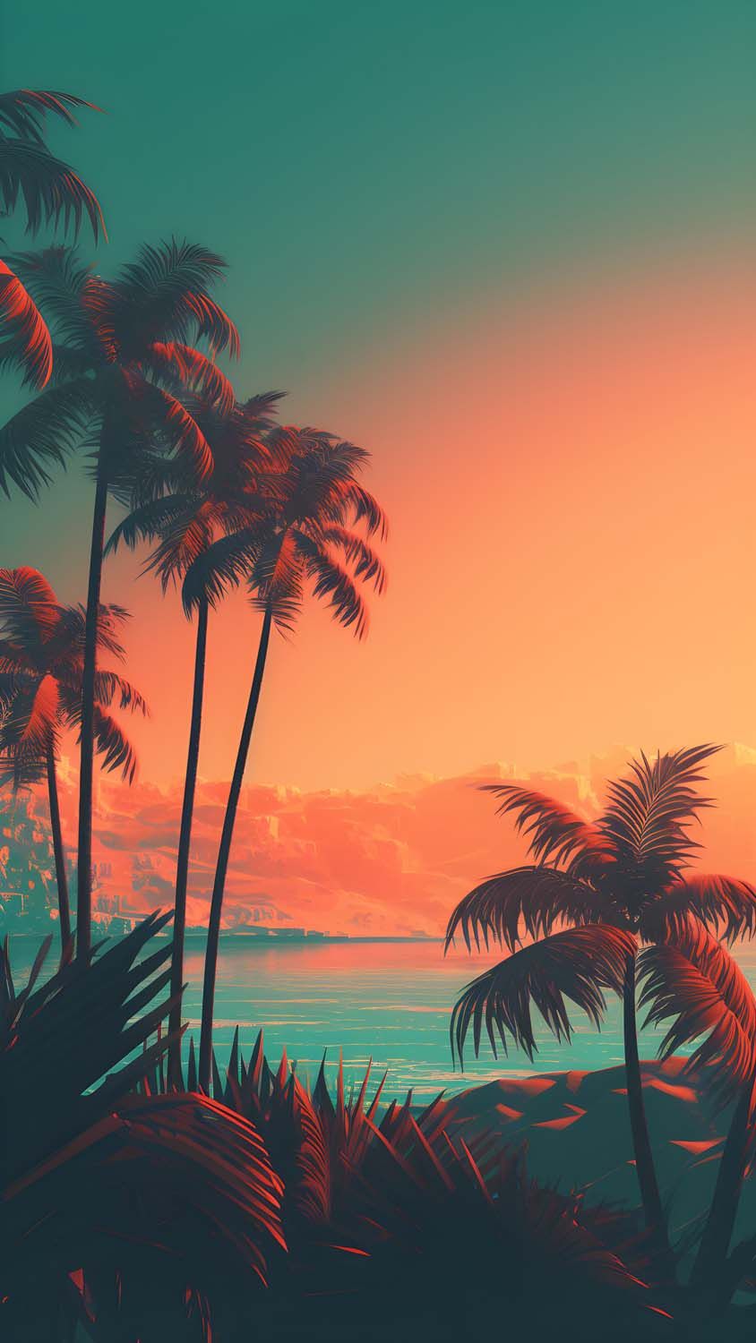 Sunset Palm Trees Florida iPhone Wallpaper HD