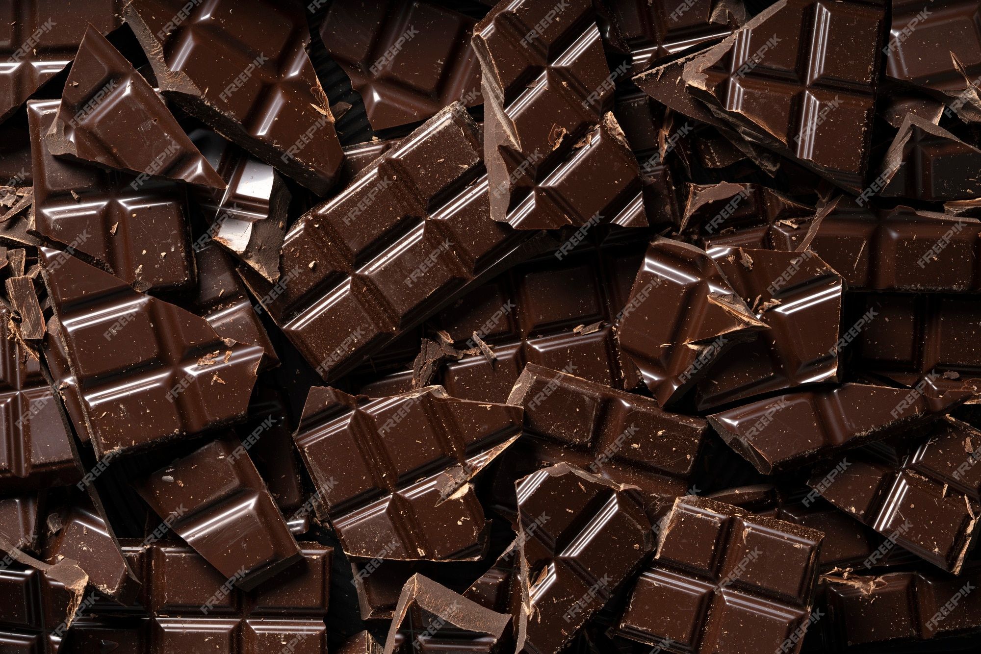 Chocolate bars crushed and broken on a black background - Chocolate