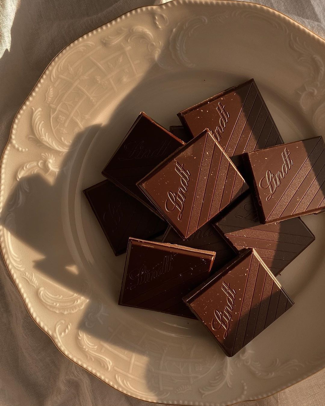A plate of Lindt chocolate bars - Chocolate