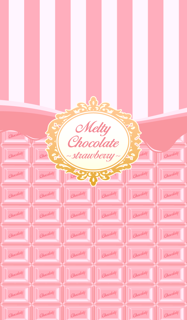 This is a theme of melting chocolate bar. lovely strawberry chocolate flavor version. pink color. Cartoon wallpaper iphone, Play wallpaper, Kawaii wallpaper