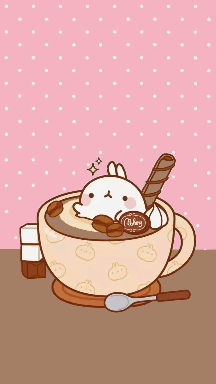 Molang the rabbit in a cup of coffee - Molang
