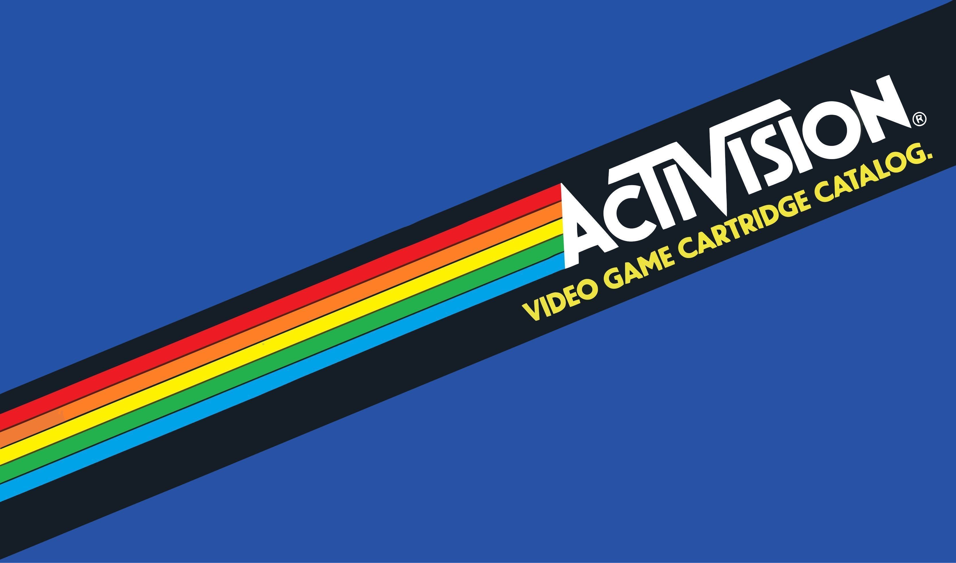 The Activision logo from the 1980s, with a rainbow running through it. - VHS