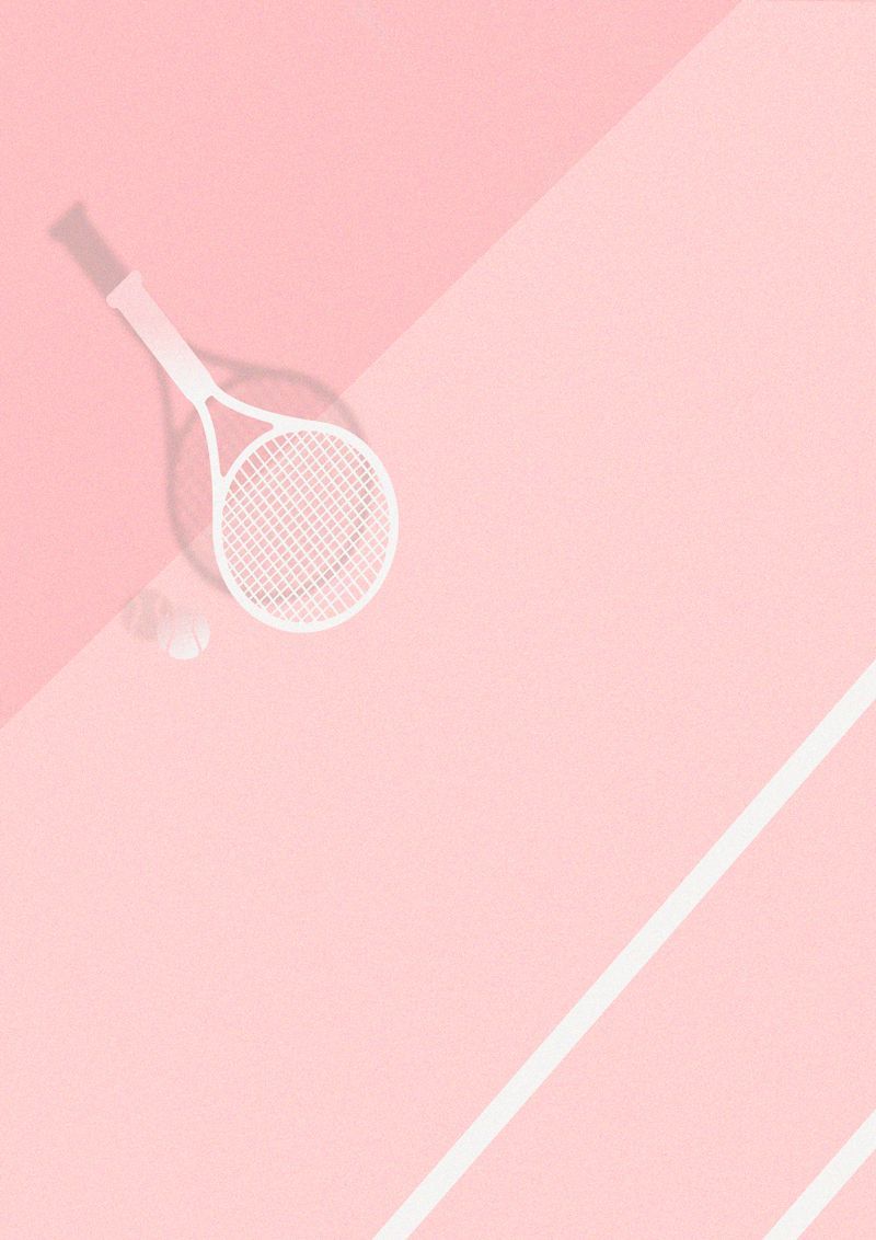 A tennis racket and ball on top of pink surface - Tennis
