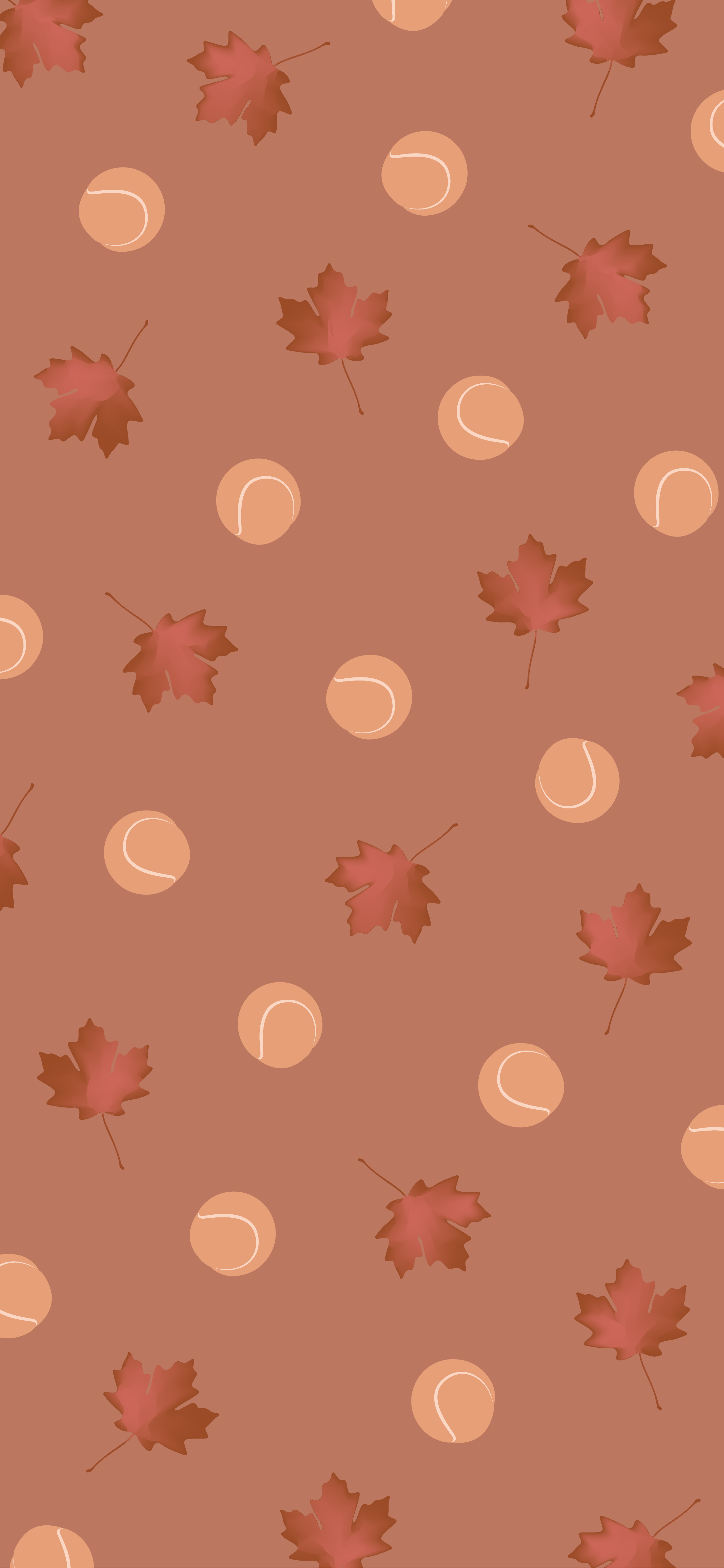 A pattern of leaves and circles on brown - Cute fall, tennis, fall iPhone, modern