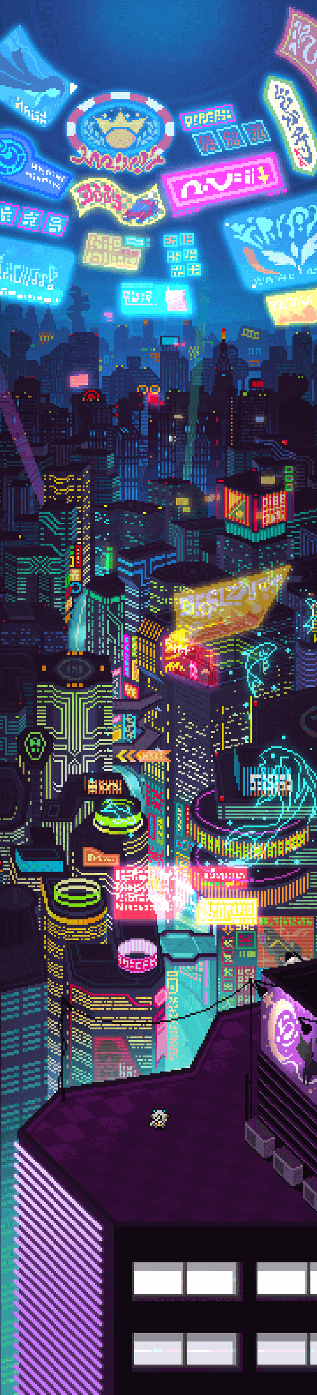 Neon Skyline Phone Wallpaper