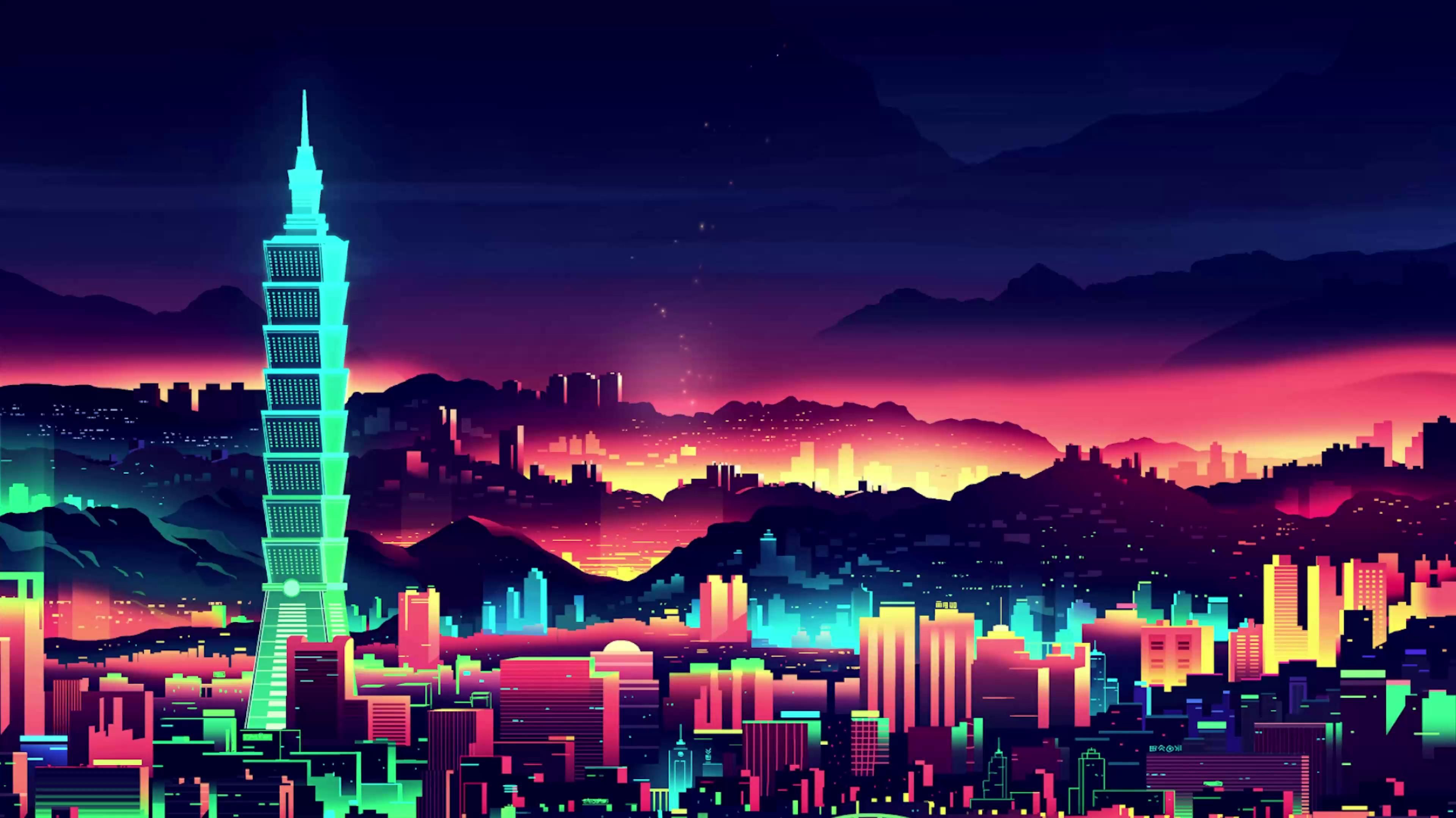 Aesthetic City At The Night Live Wallpaper