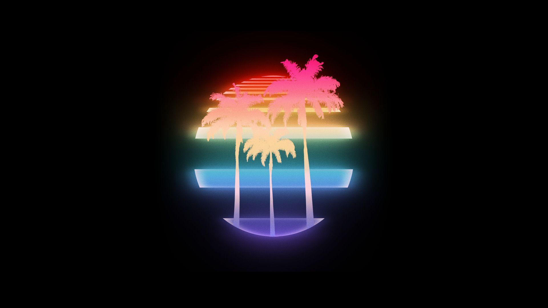 Aesthetic neon palm trees wallpaper for your phone or desktop. - VHS
