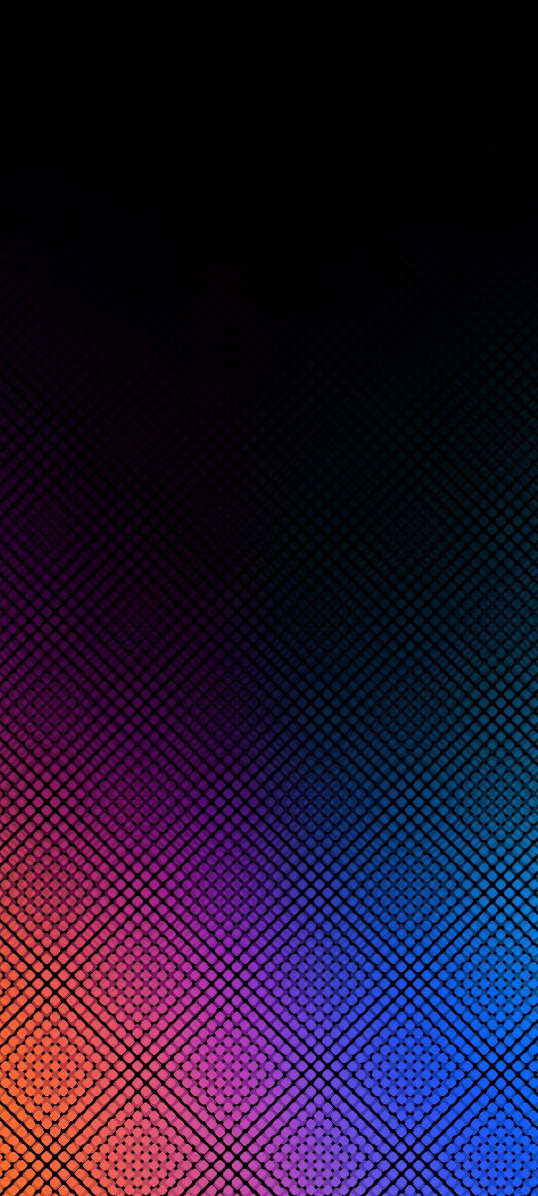 IPhone wallpaper with colorful abstract geometric shapes on a black background - VHS
