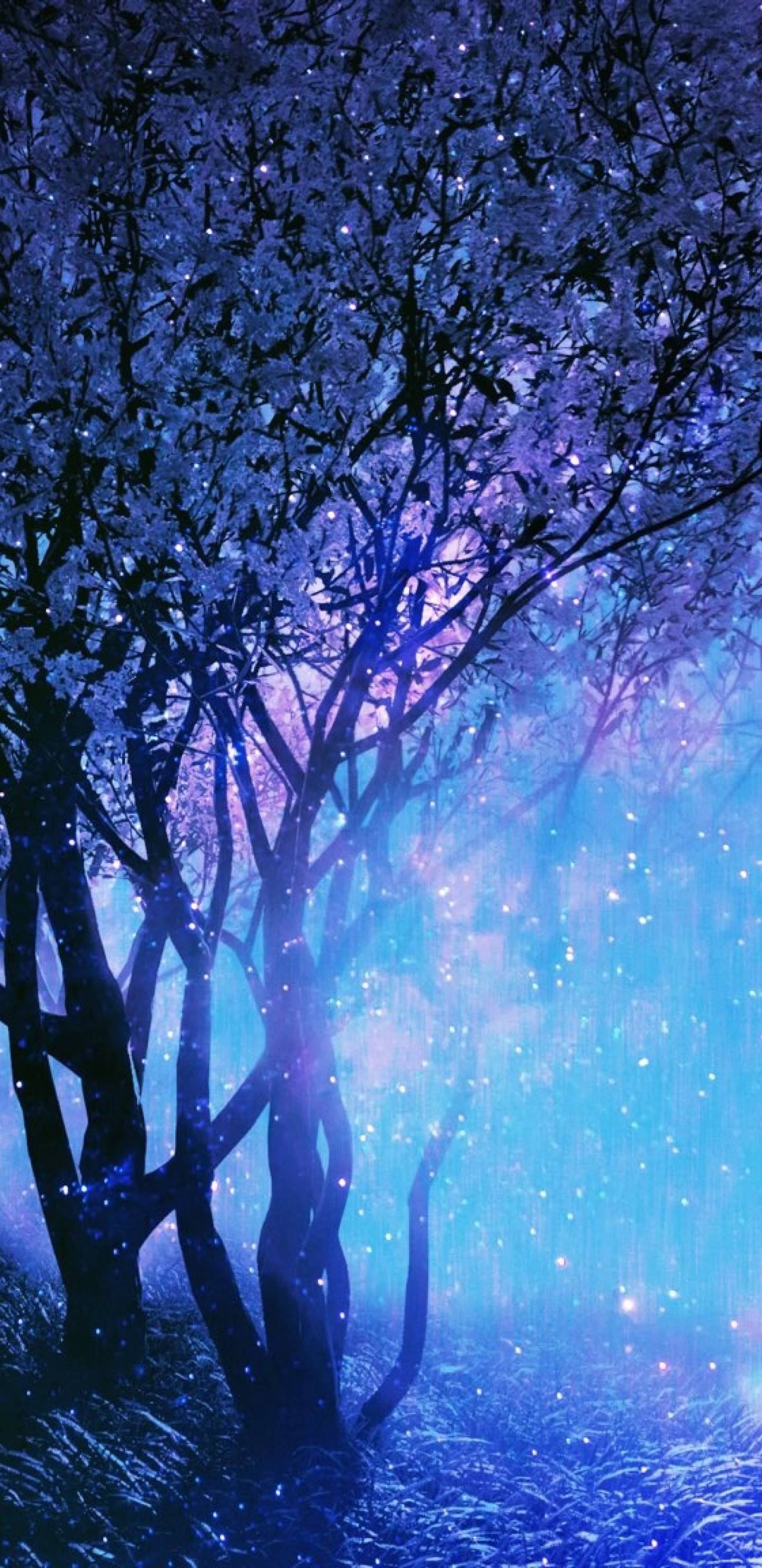 A tree with blue lighting in the background - Ghost, nature
