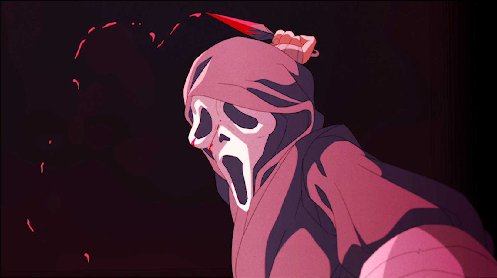 A pink ghostface from the animated series 