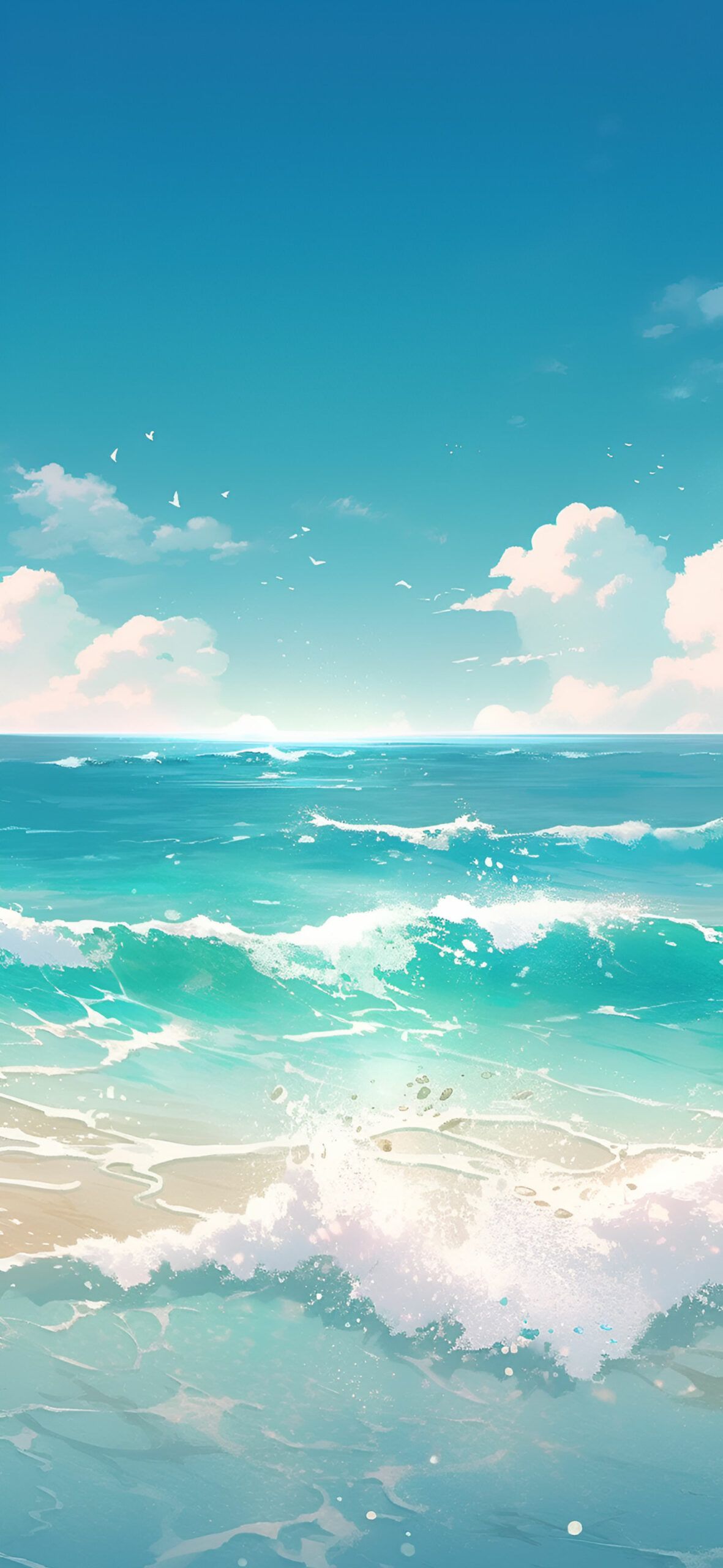 Aesthetic Turquoise Ocean & Clouds Wallpaper - Turquoise